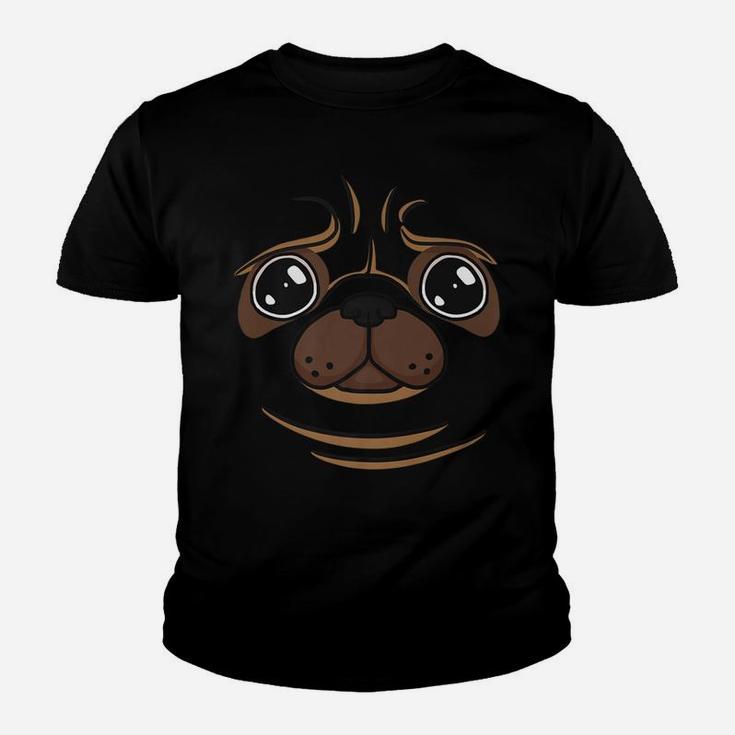 Pug Puppy Dog Face Funny Halloween Costume Gift Kid T-Shirt