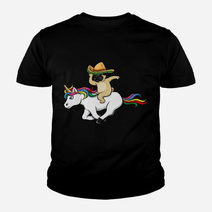 Pug Unicorn Cinco De Mayo Funny Sombrero Gift Kid T-Shirt