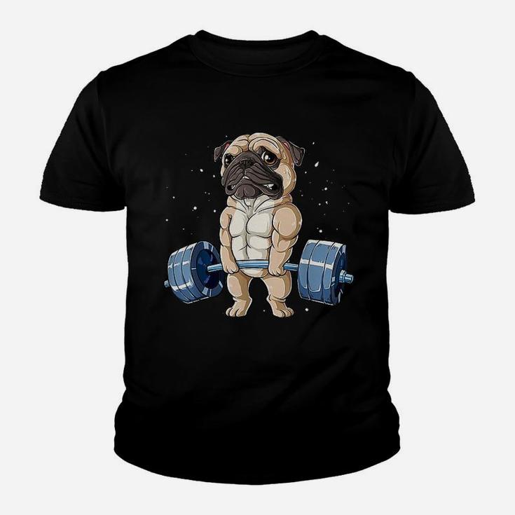 Pug Weightlifting Funny Kid T-Shirt