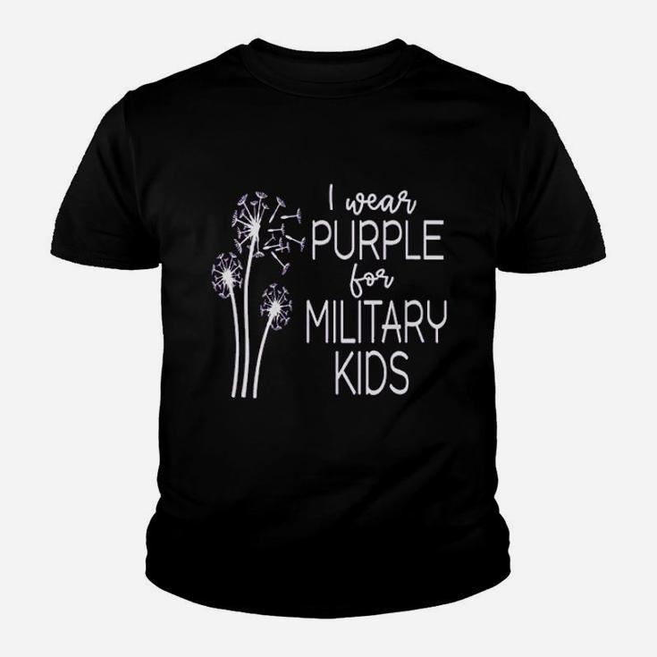 Purple Up In April Dandelion For Month Of The Military Kid T-Shirt