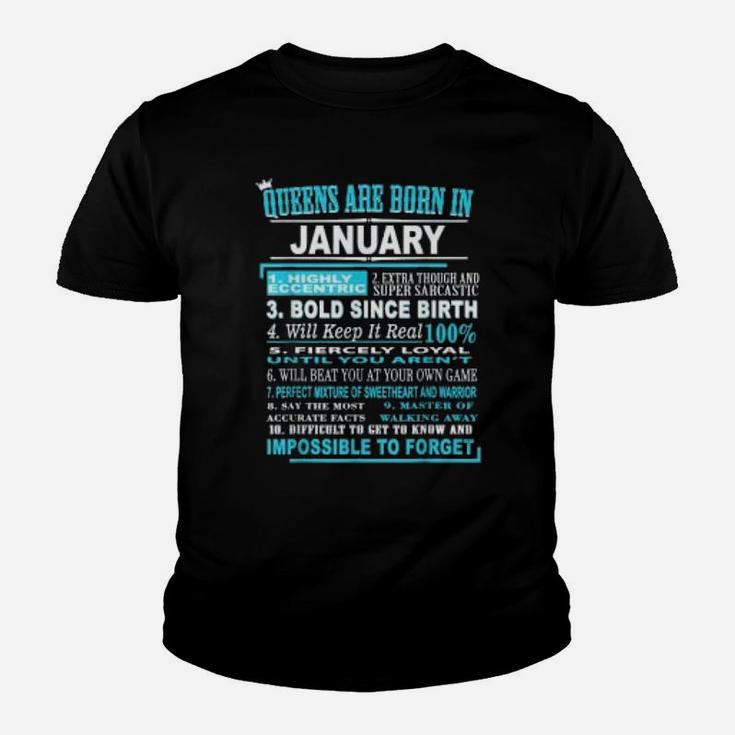 Queens Are Born In January - 10 Facts Born In January Kid T-Shirt