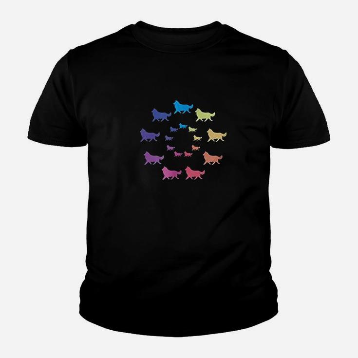 Rainbow Circle Of Shetland Sheepdogs Kid T-Shirt