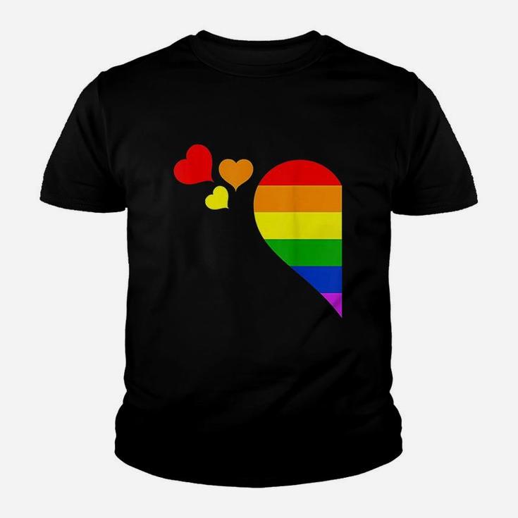 Rainbow Heart Lgbt Lesbian Gay Couple Lgbtq Valentine's Day Kid T-Shirt