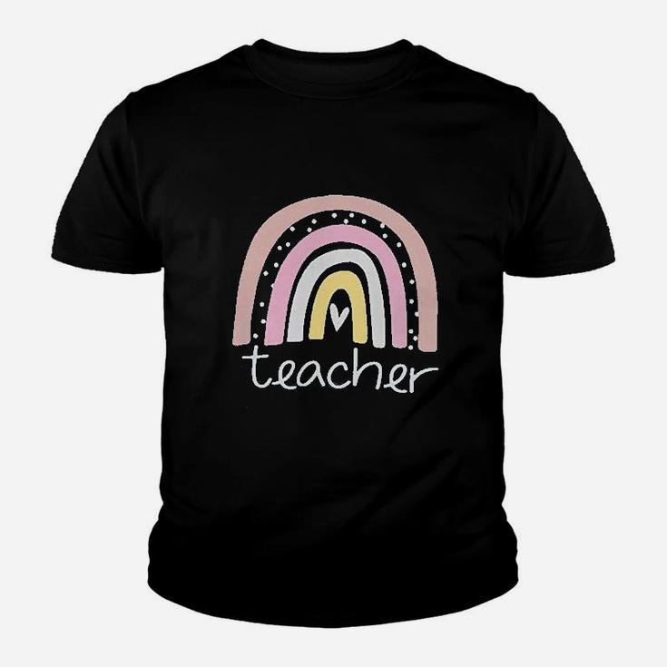 Rainbow Teacher Teacher Love Heart Cute Graphic Inspirational Kid T-Shirt