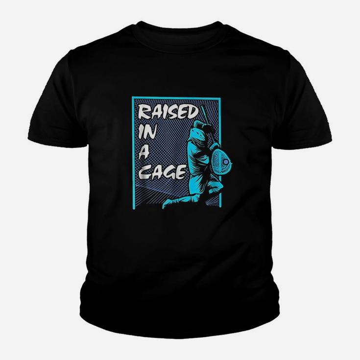 Raised In A Cage Lacrosse Lax Goalie Gifts Kid T-Shirt