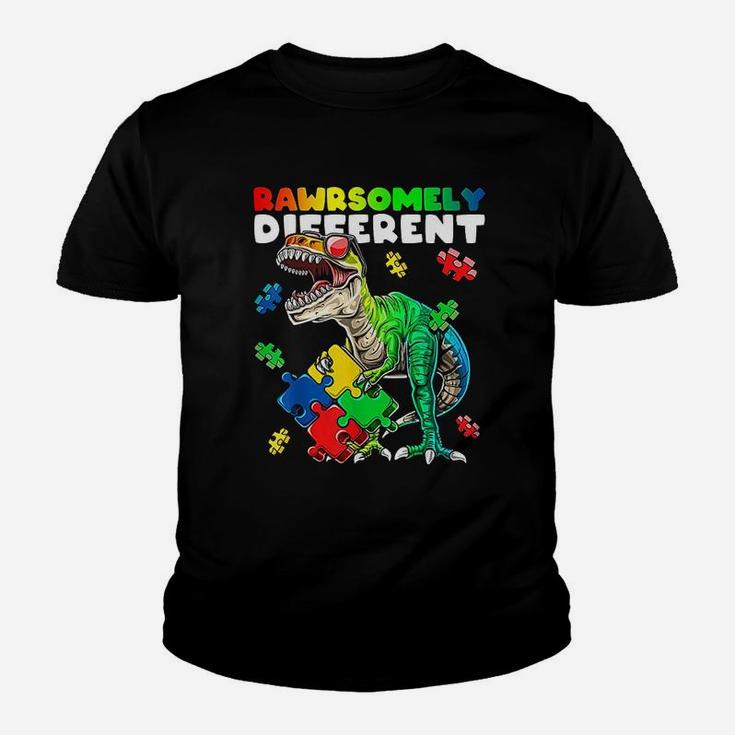Rawrsomely Different Dinosaur Autism Awareness Kid T-Shirt