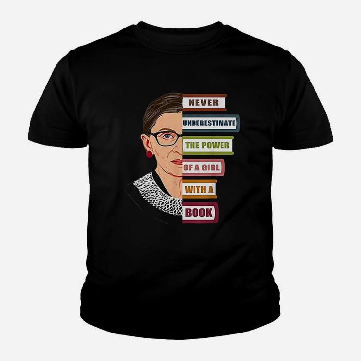 Rbg Quote With Book And Women Feminist Ruth Bader Ginsburg Kid T-Shirt