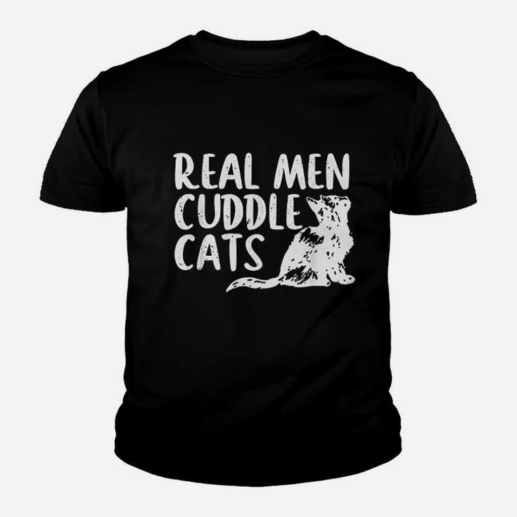 Real Men Cuddle Cats Funny Cat People Kid T-Shirt