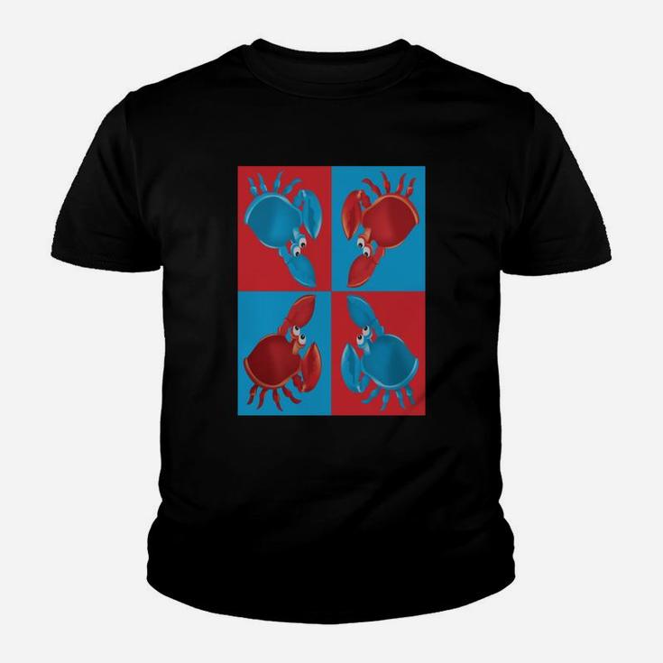 Red And Blue Crabs On Blue And Red Squares Kid T-Shirt