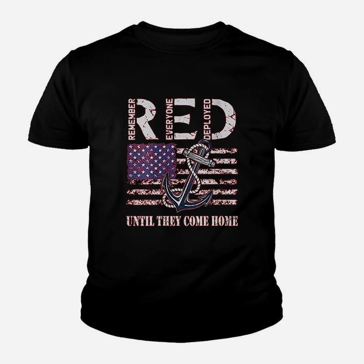 Red Friday Military Deployed Navy Soldier Us Flag Veteran Kid T-Shirt