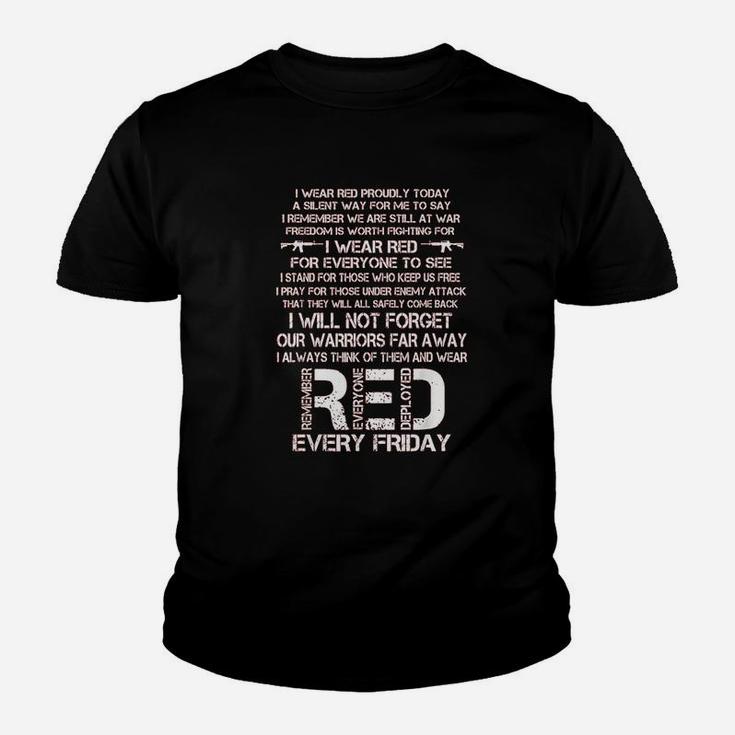 Red Friday Remember The Deployed Military Troops Poem Kid T-Shirt
