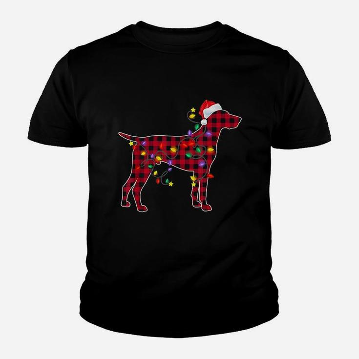 Red Plaid German Shorthaired Pointer Dog Christmas Kid T-Shirt