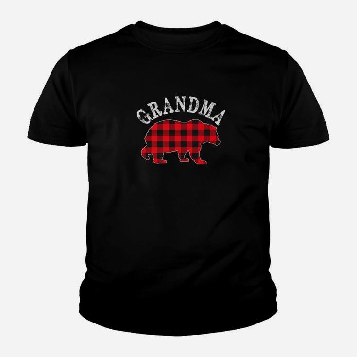 Red Plaid Grandma Bear Buffalo Matching Family Pajama Kid T-Shirt