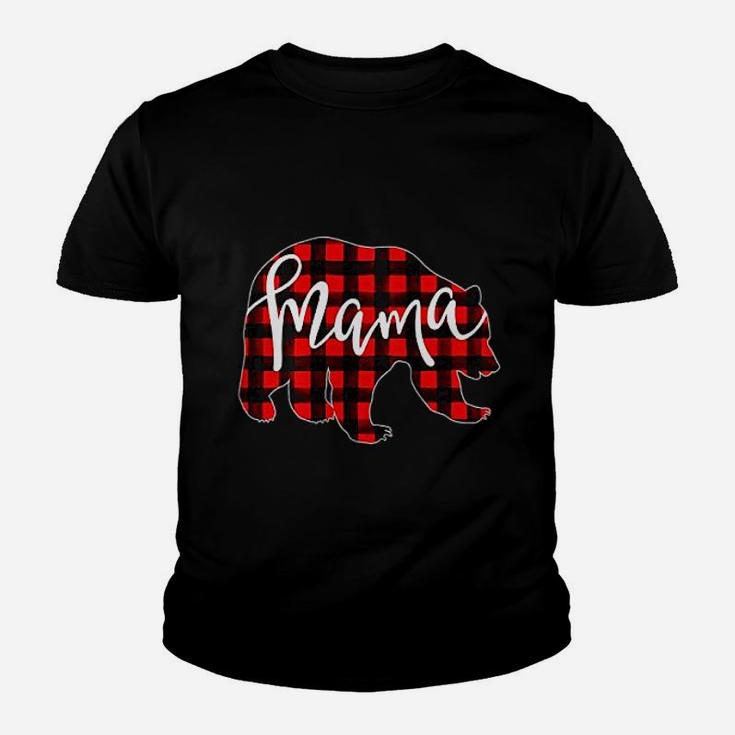 Red Plaid Mama Bear Matching Pajama Family Buffalo Momma Kid T-Shirt