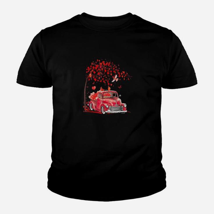 Red Truck Happy Valentines Day Cute Couple Matching Kid T-Shirt