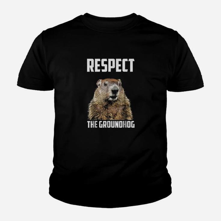 Respect The Groundhog Woodchuck Photo Ground-hog Day Kid T-Shirt