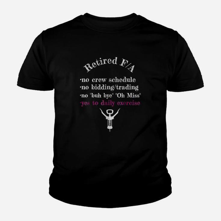 Retired Flight Attendant No Bidding Yes Wine Funny Kid T-Shirt