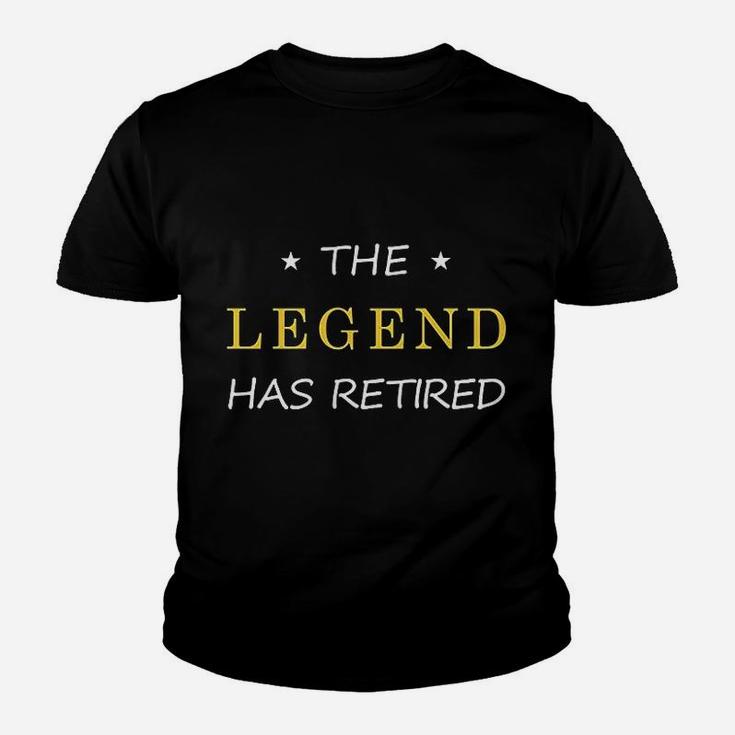 Retired Retirement Party Supplies Dads Boss The Legend Has Retired Kid T-Shirt