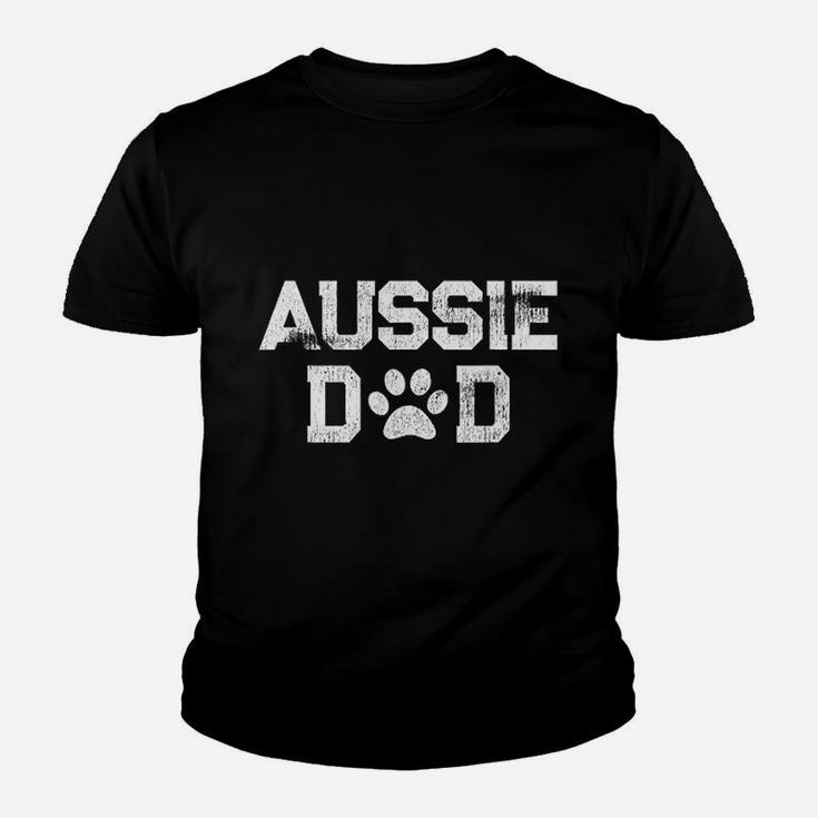 Retro Aussie Dad Paw Print Australian Shepherd Dog Gift Kid T-Shirt