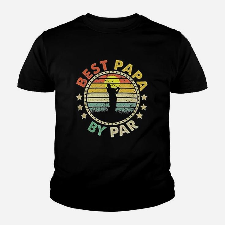 Retro Best Papa By Par Funny Golf Dad Kid T-Shirt