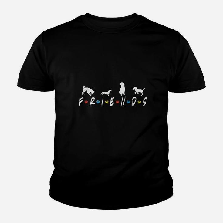 Retro Dog Friends Paw Print Dog Lover Paw Kid T-Shirt