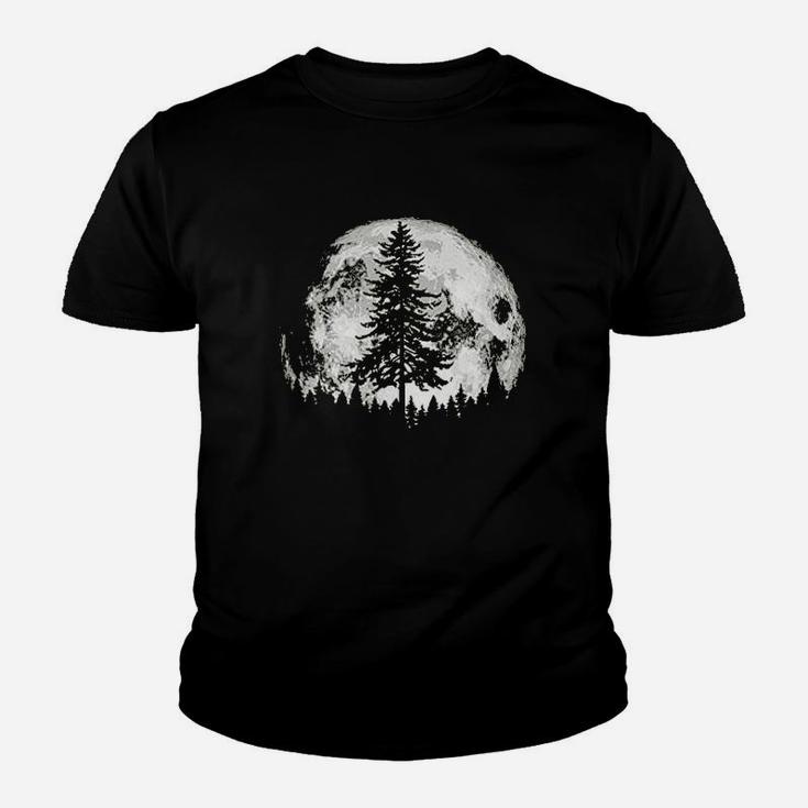 Retro Full Moon N Minimalist Pine Tree Vintage Graphic Kid T-Shirt