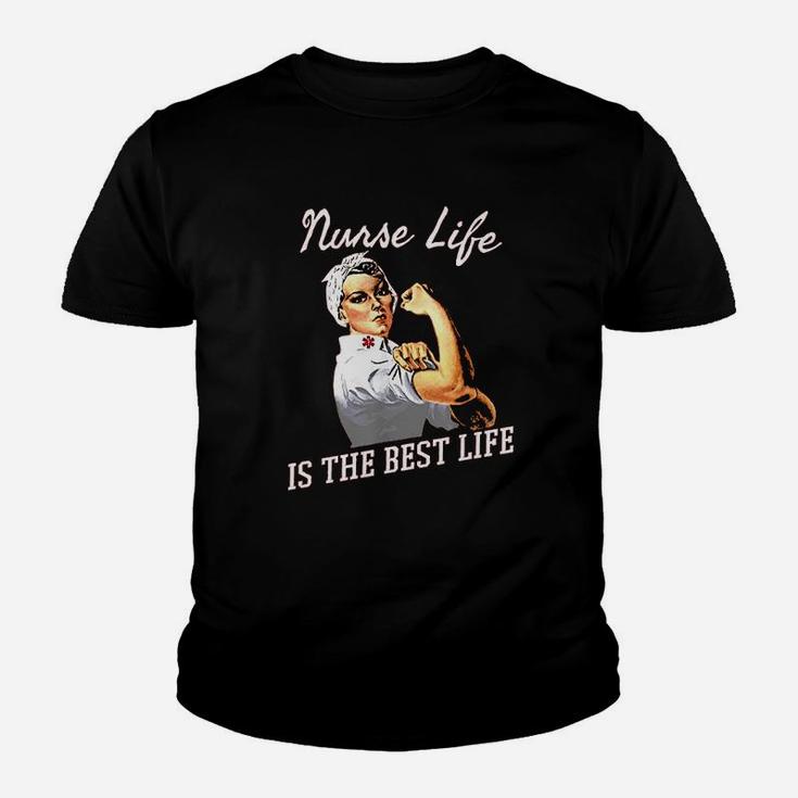 Retro Nurse Life Cute Rosie Riveter Nurse Kid T-Shirt