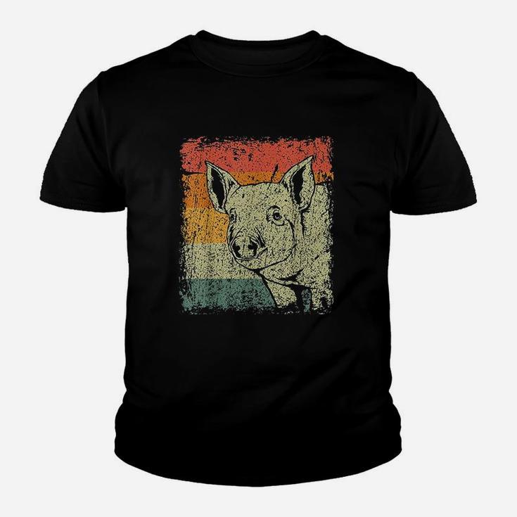 Retro Pig Farmer Gift Vintage Pig Kid T-Shirt