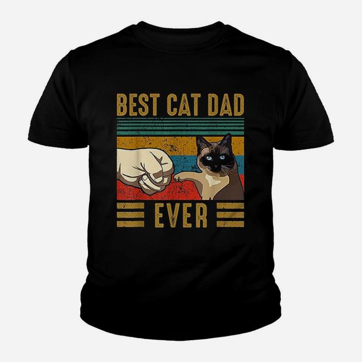 Retro Vintage Best Cat Dad Ever Fathers Day Siamese Cat Gift Kid T-Shirt