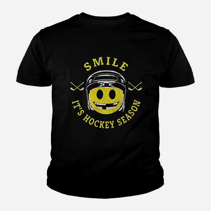 Retro Vintage Smile It Is Hockey Season Kid T-Shirt