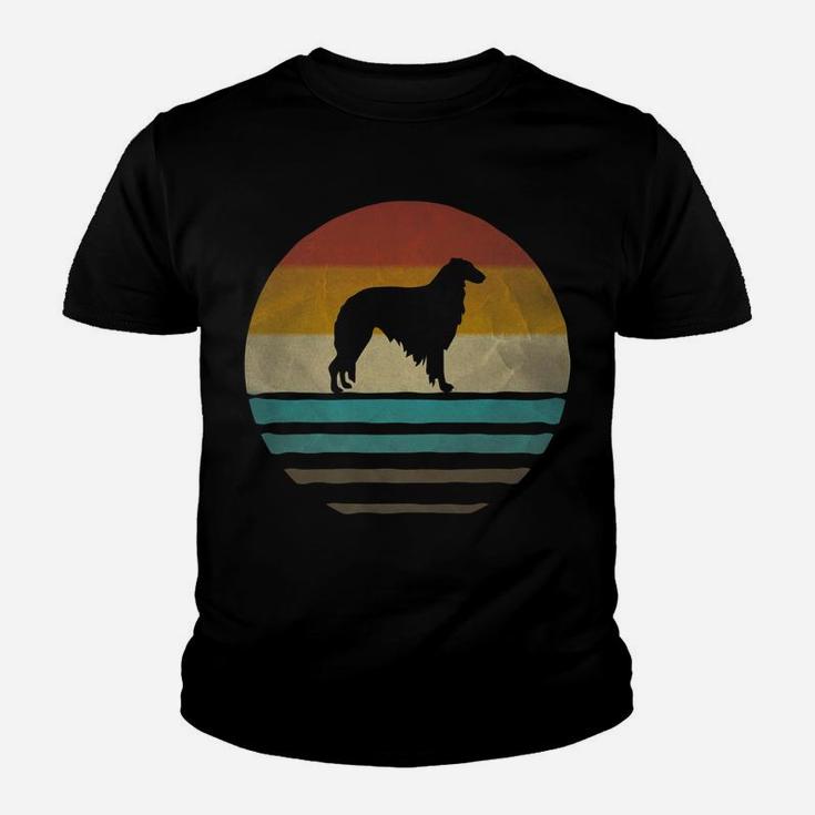 Retro Vintage Sunset Borzoi Dog Breed Lover Silhouette Gift Kid T-Shirt