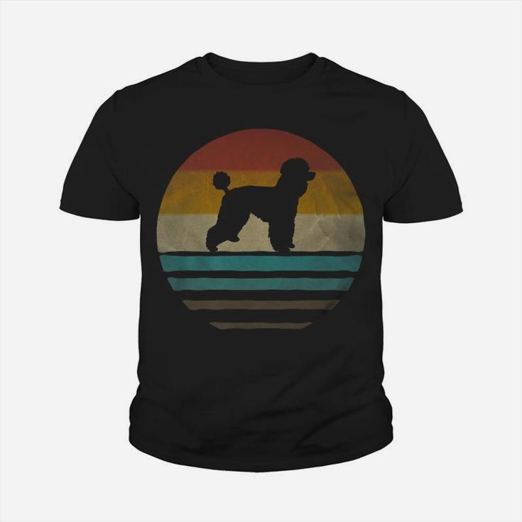 Retro Vintage Sunset Poodle Dog Breed Lover Silhouette Gift Kid T-Shirt