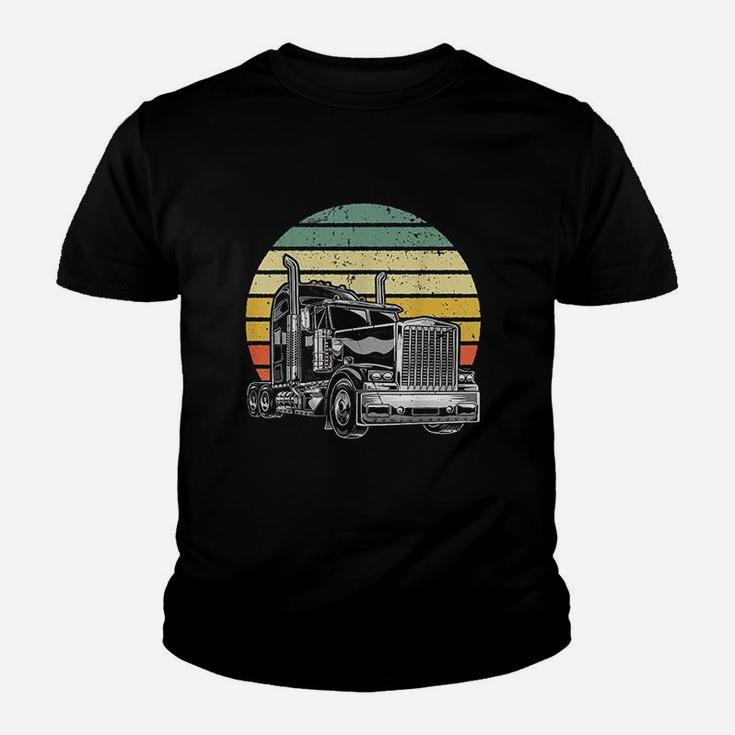 Retro Vintage Trucker Big Rig Semi Trailer Truck Driver Gift Kid T-Shirt