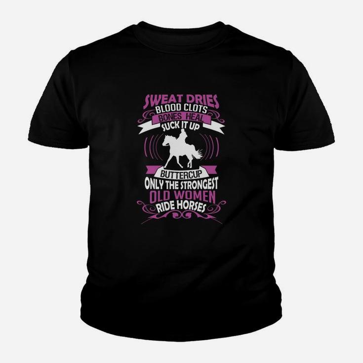 Ride Horse - The Strongest Old Woman Ride Horses T-shirt Kid T-Shirt