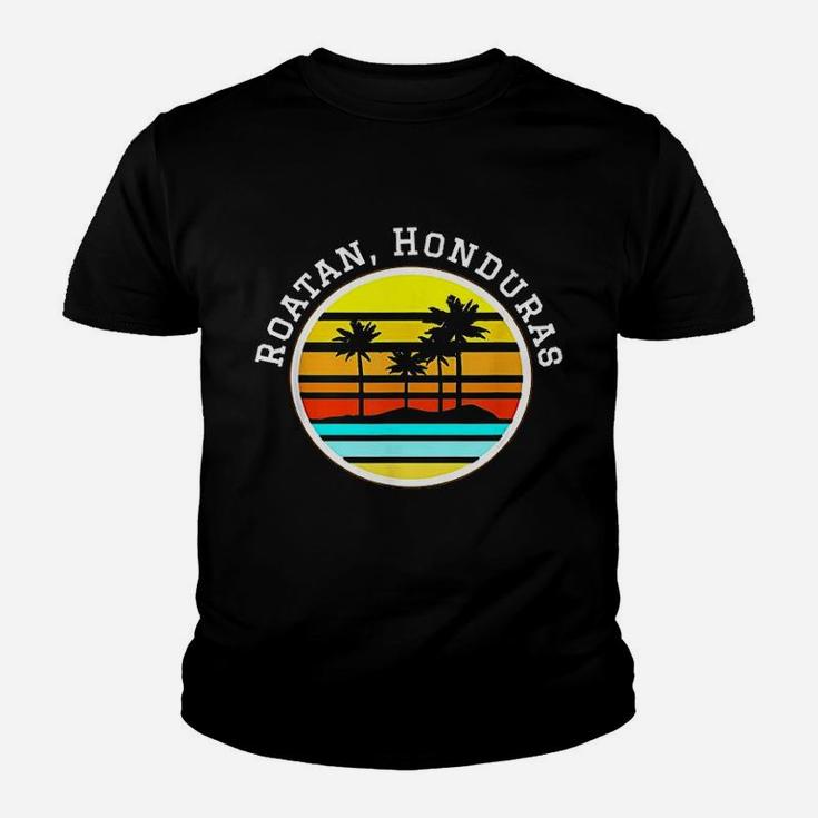 Roatan Honduras Vacation Palm Trees Sunset Youth T-shirt