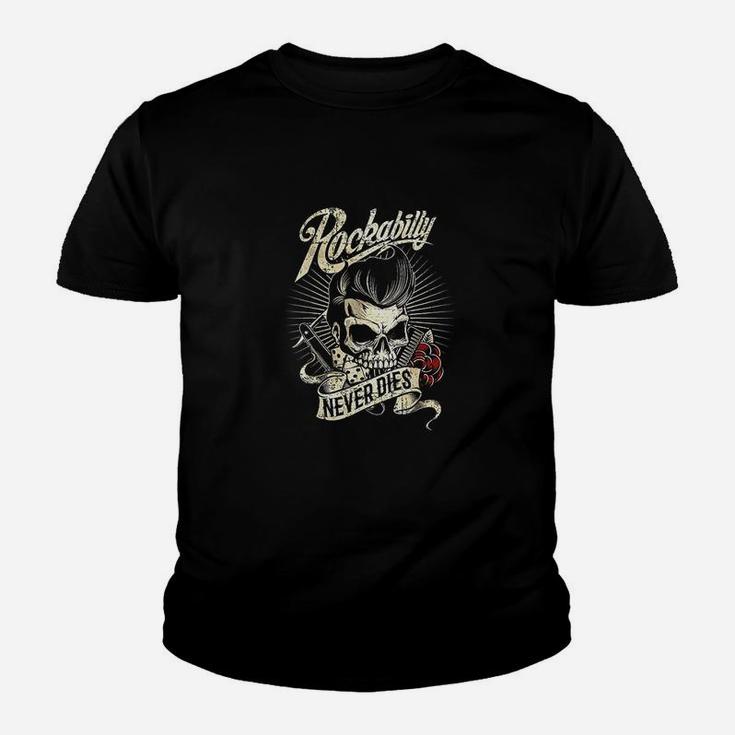 Rockabilly Never Dies Barber Skull Hipster Kid T-Shirt