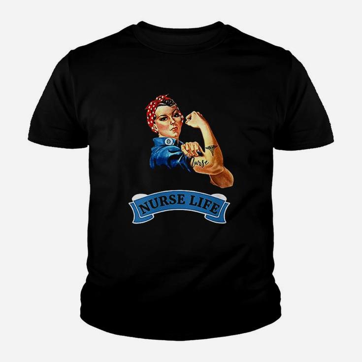 Rosie The Riveter Vintage Retro Nurse Life Rn Appreciation Kid T-Shirt