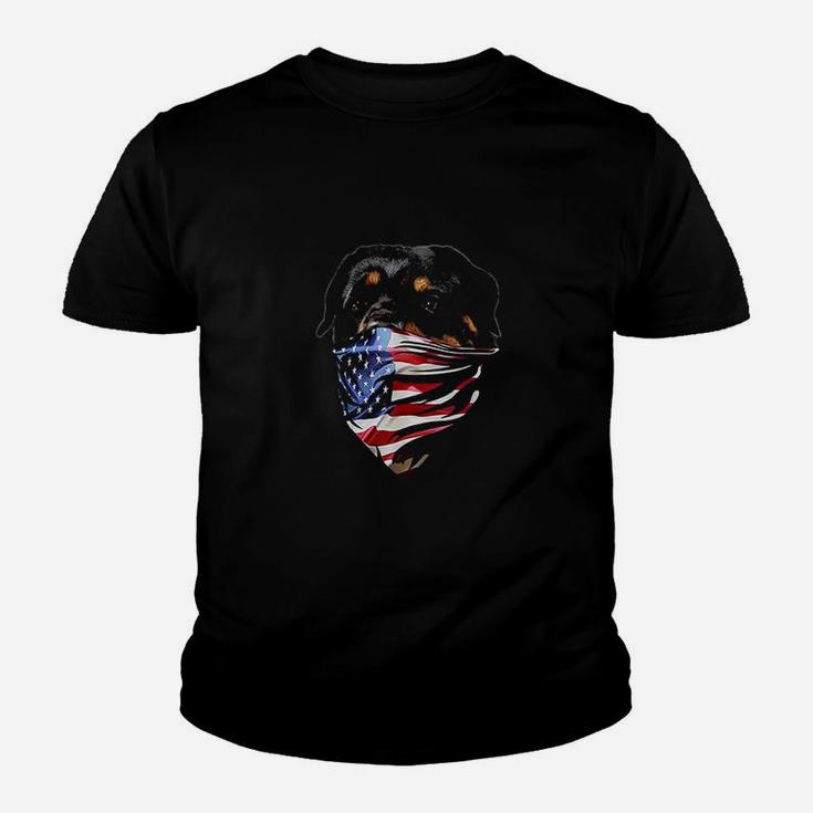 Rottweiler Dog Patriotic America Flag Kid T-Shirt