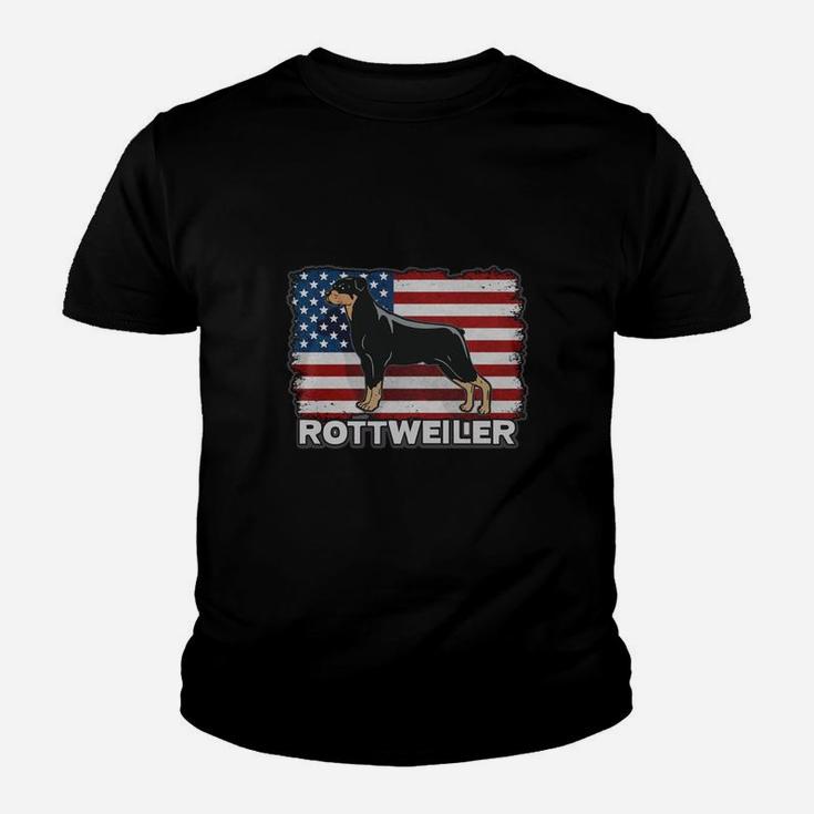 Rottweiler Dog Usa Flag Kid T-Shirt