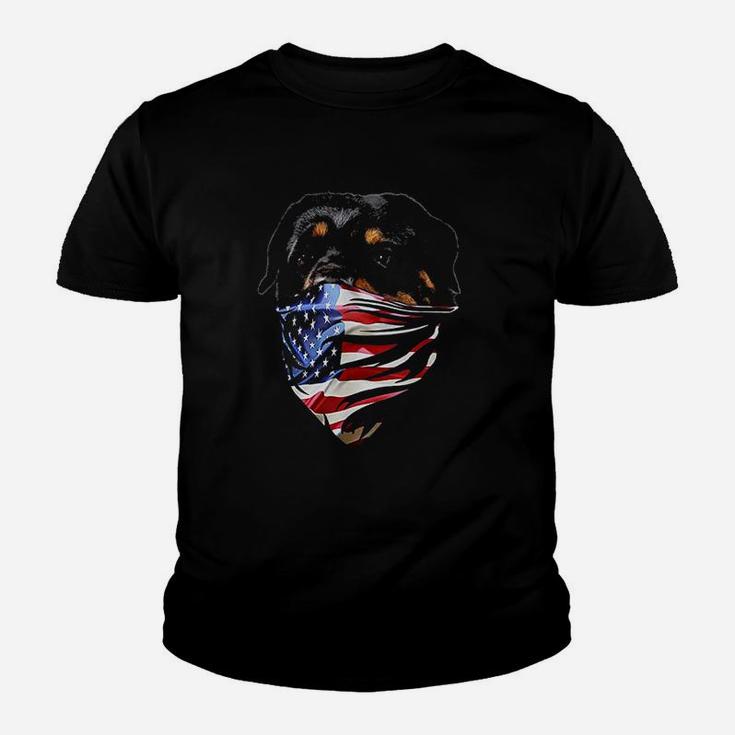 Rottweiler Dog W Patriotic America Kid T-Shirt