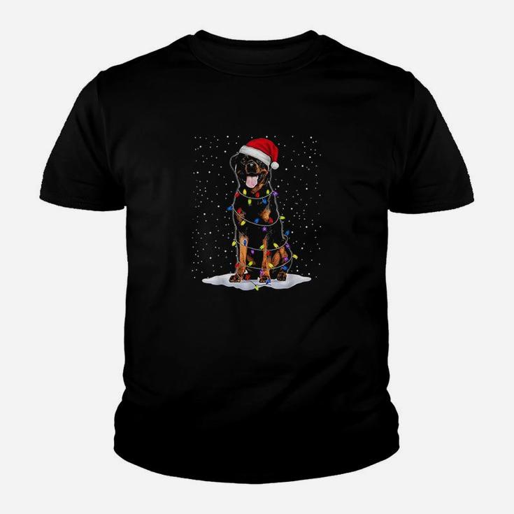 Rottweiler Santa Christmas Tree Lights Xmas Gifts Kid T-Shirt