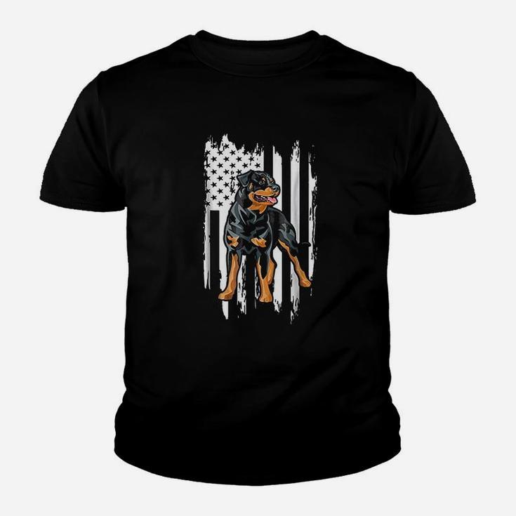 Rottweiler Vintage Usa American Flag Kid T-Shirt