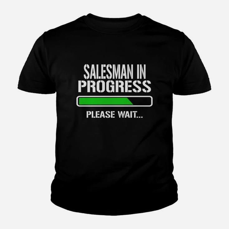 Salesman In Progress Please Wait Baby Announce Funny Job Title Kid T-Shirt