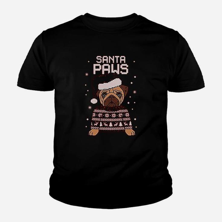 Santa Paws Pug Ugly Christmas Kid T-Shirt