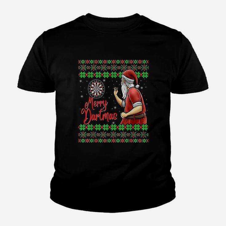 Santa Plays Darts Merry Dartmas Funny Ugly Christmas Kid T-Shirt