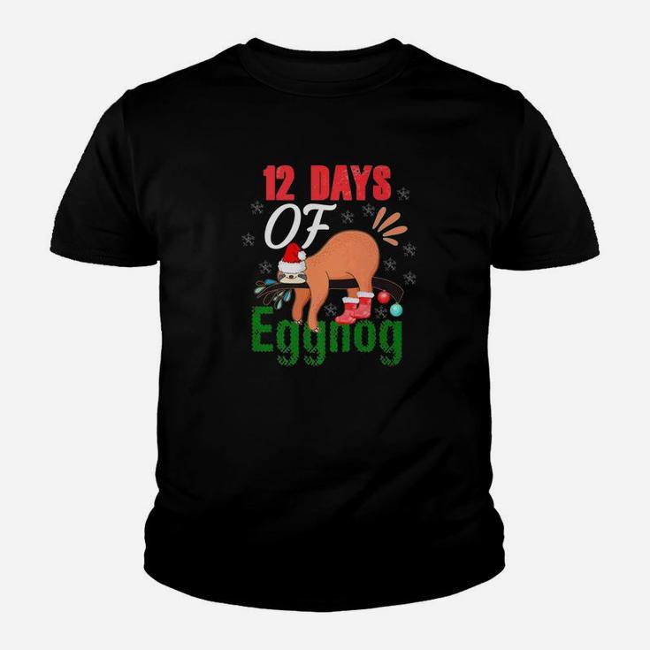 Santa Sloth Cute Christmas Spirit I Love Eggnog 2018 Kid T-Shirt