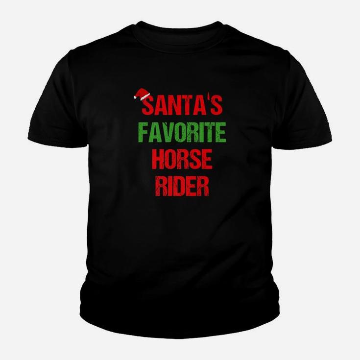 Santas Favorite Horse Rider Funny Ugly Christmas Kid T-Shirt