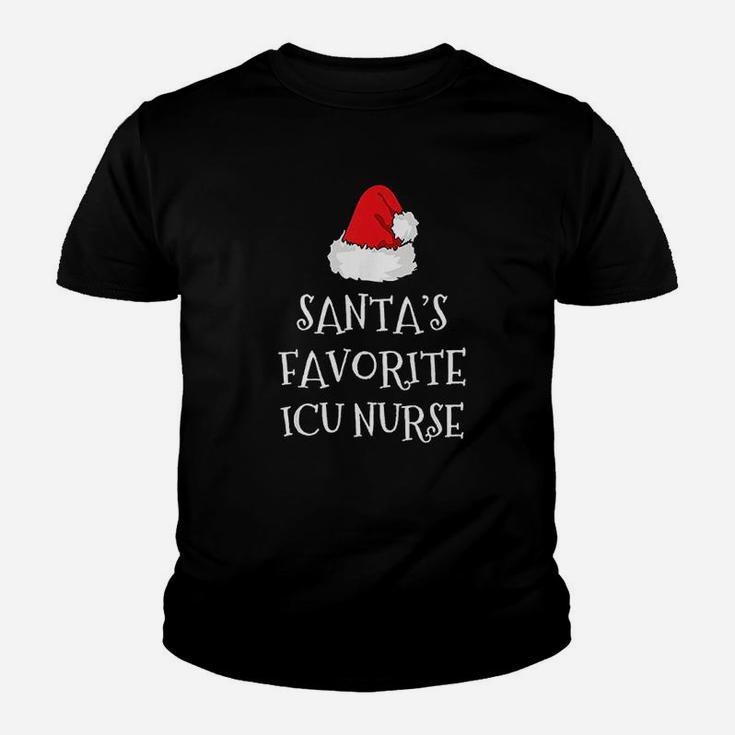 Santas Favorite Icu Nurse Gift Christmas Intensive Care Kid T-Shirt