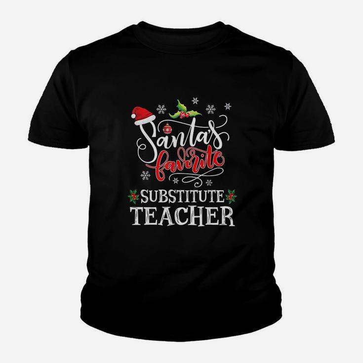 Santas Favorite Substitute Teacher Christmas Party Xmas Kid T-Shirt