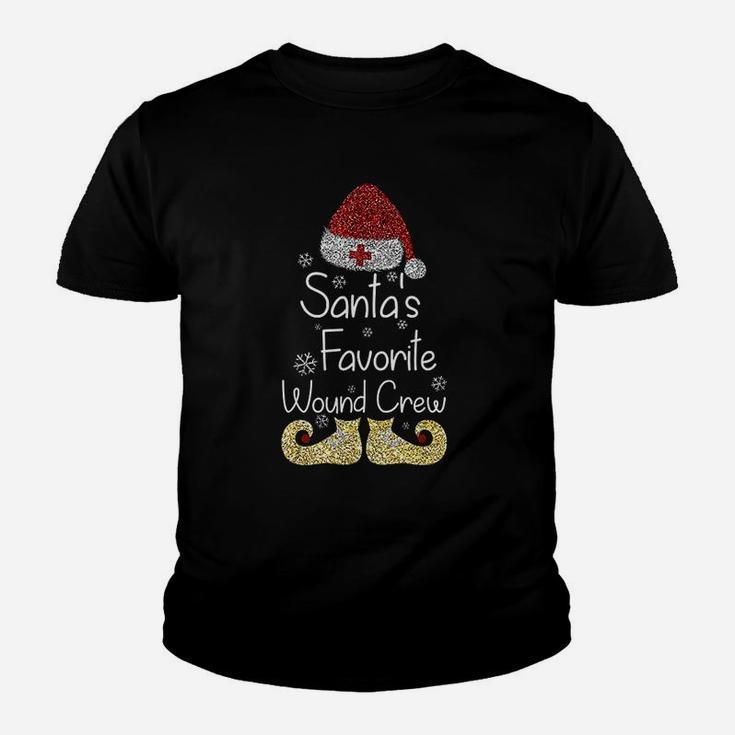 Santa's Favorite Wound Crew Christmas Wound Care Nurse Crew Kid T-Shirt